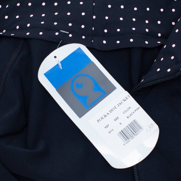 Blue Fish Active Wear Black Jacket Pink Dot Collar - Picture 10 of 10